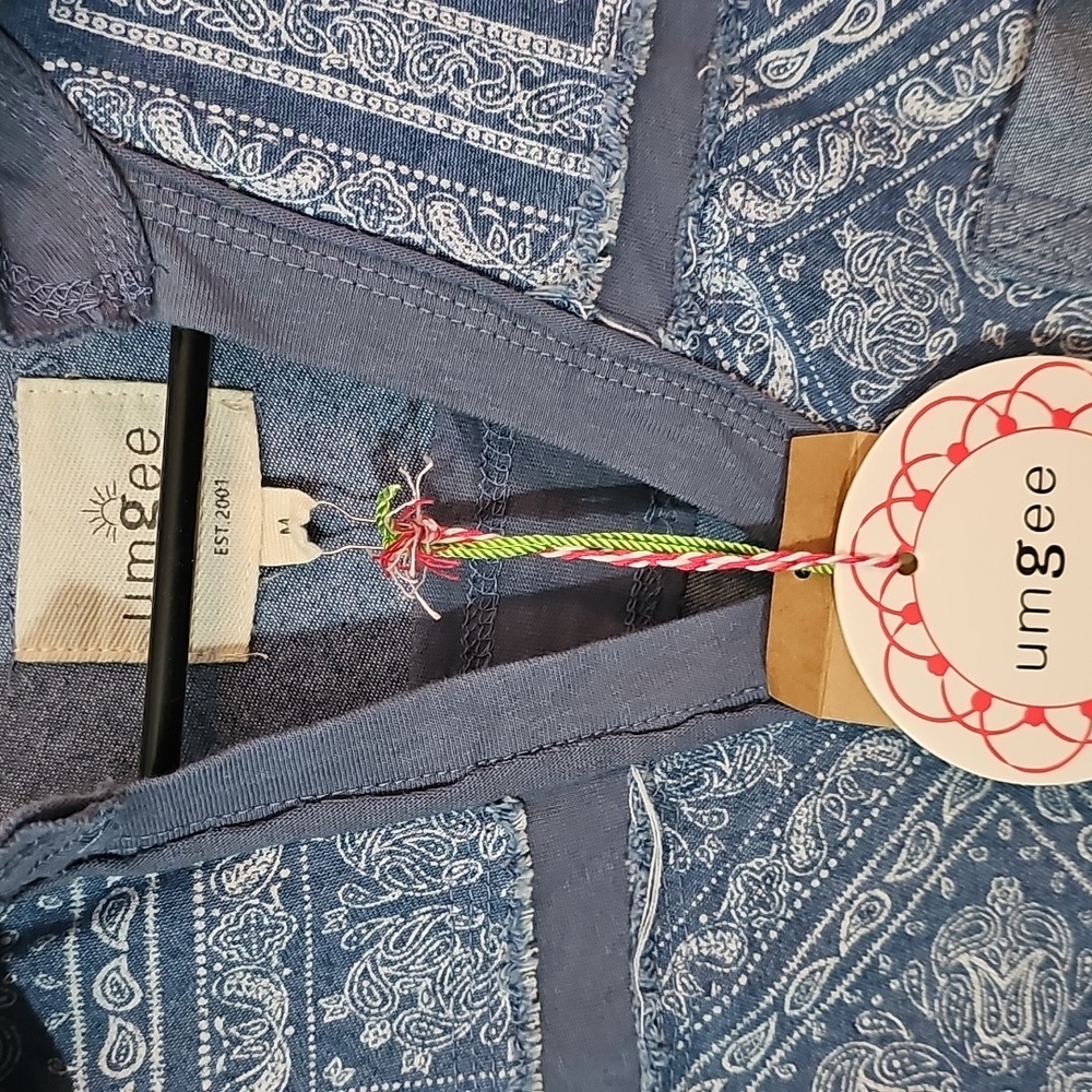 NWT Umgee Paisley Print Denim Shirt Jacket, Womens Medium Oversized Cotton Blend - Picture 6 of 10